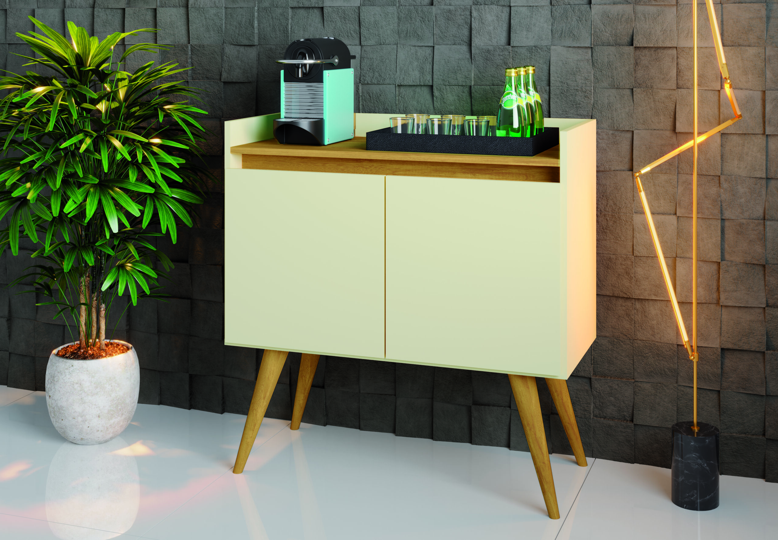 Buffet Gold 2 Portas Pérola_Mel